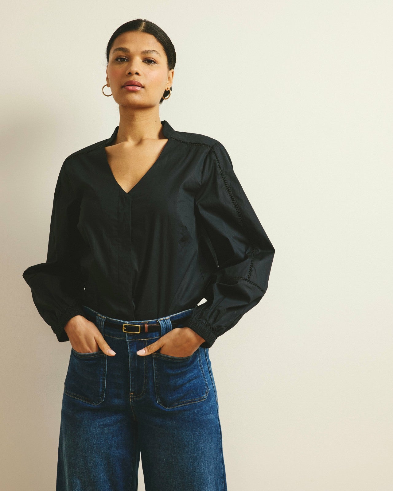 Universal Standard Saint-Honore Poplin Blouse - Black