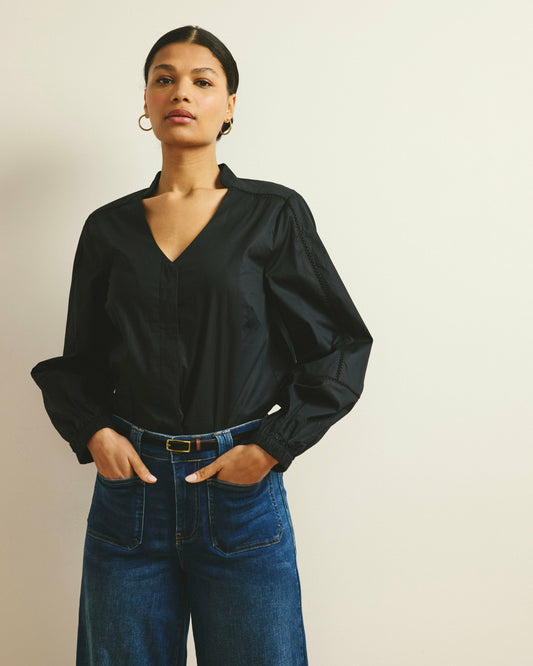 Universal Standard Saint-Honore Poplin Blouse - Black