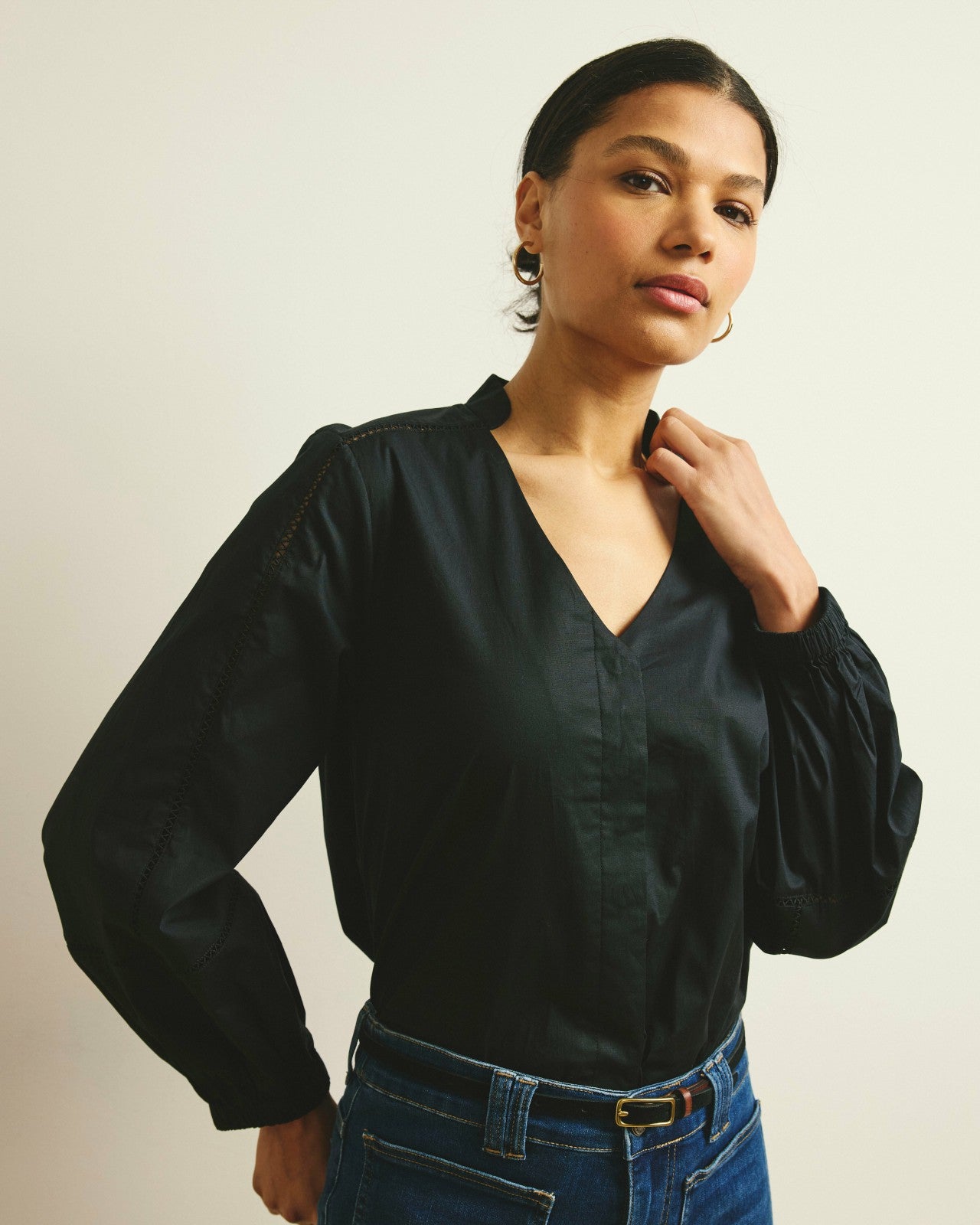 Universal Standard Saint-Honore Poplin Blouse - Black