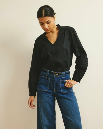 Universal Standard Saint-Honore Poplin Blouse - Black