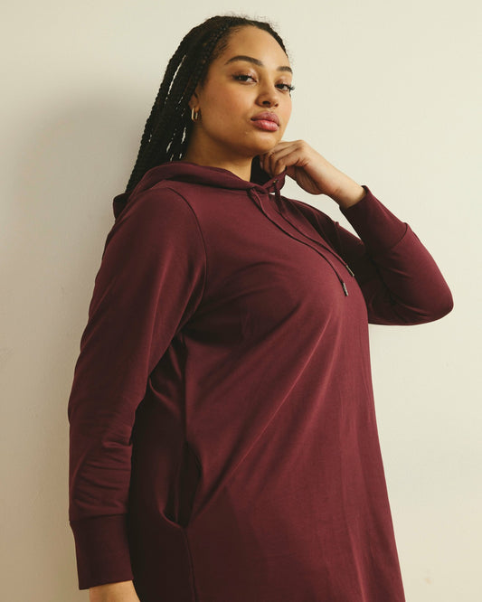 Universal Standard Bree Hooded Sweatshirt Dress - Black Cherry