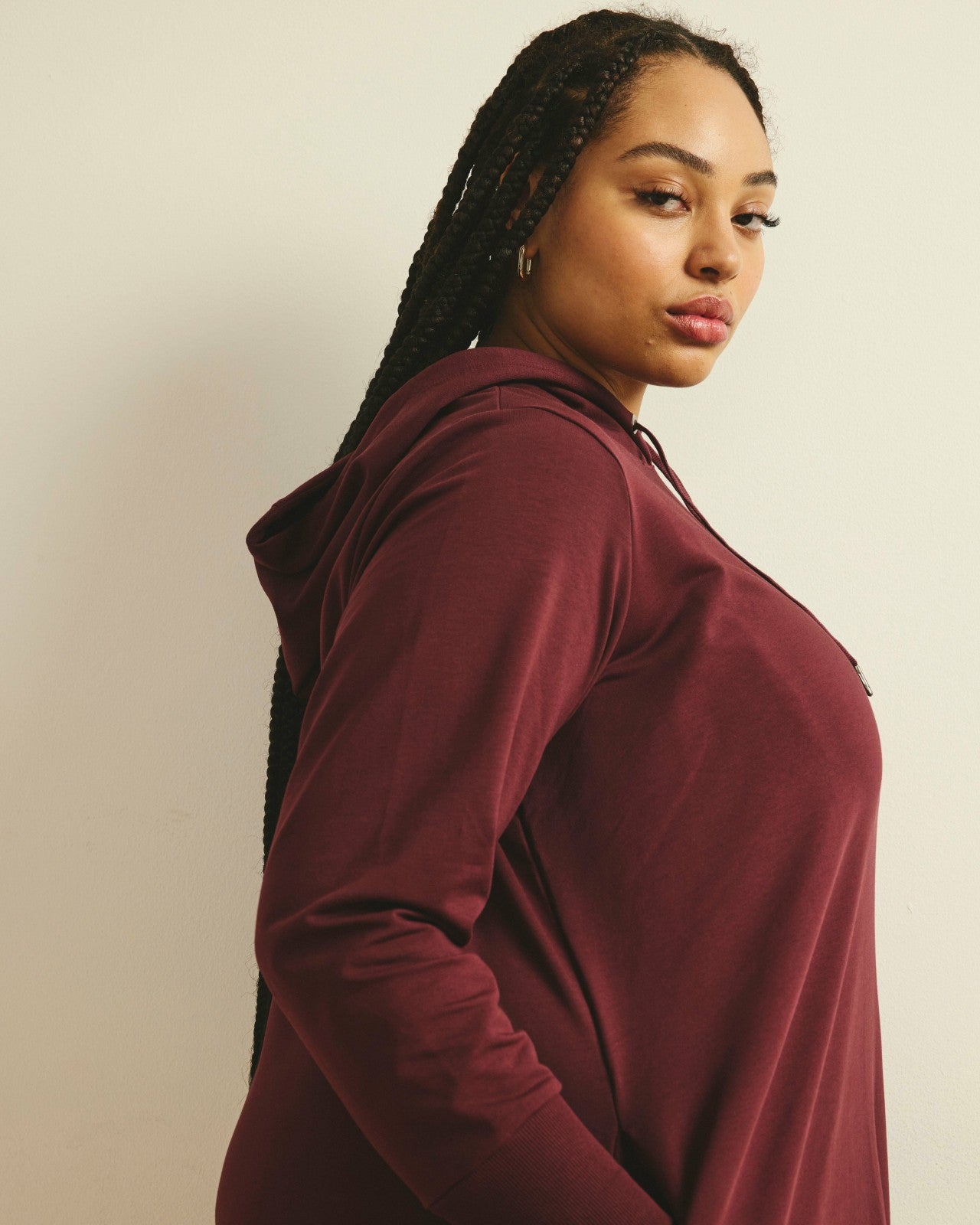 Universal Standard Bree Hooded Sweatshirt Dress - Black Cherry