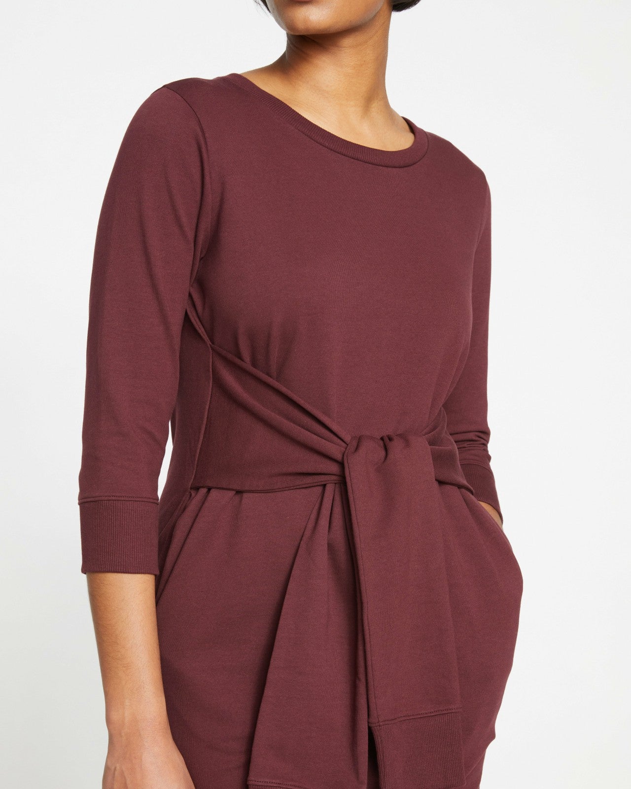Universal Standard Misa Tie Sweatshirt Dress - Black Cherry