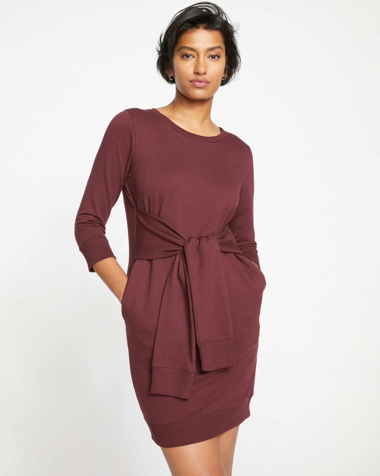 Universal Standard Misa Tie Sweatshirt Dress - Black Cherry
