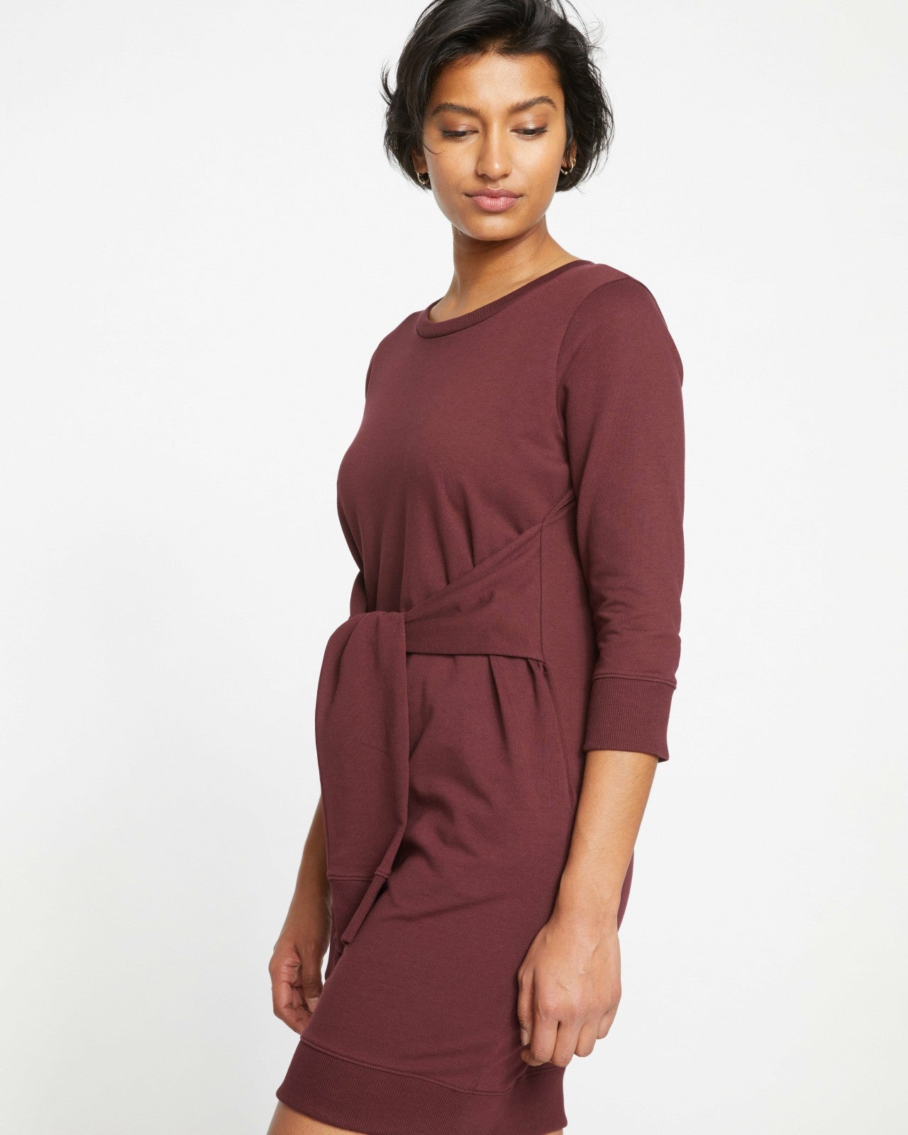 Universal Standard Misa Tie Sweatshirt Dress - Black Cherry
