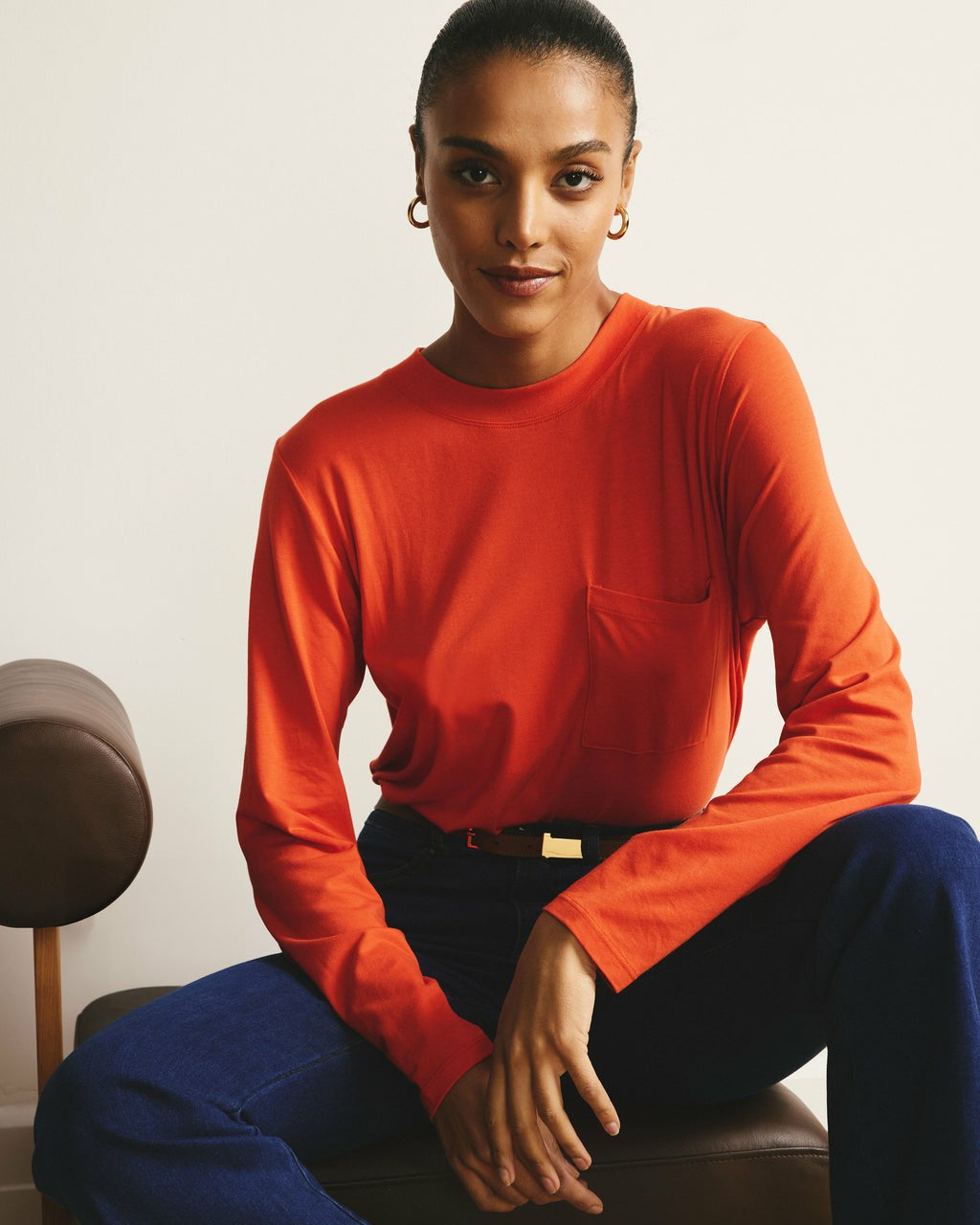 Universal Standard Long Sleeve Garcon Tee - Poppy