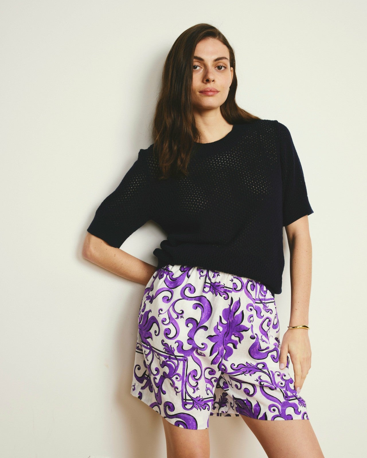 Universal Standard Rosie Pointelle Sweater Top - Navy