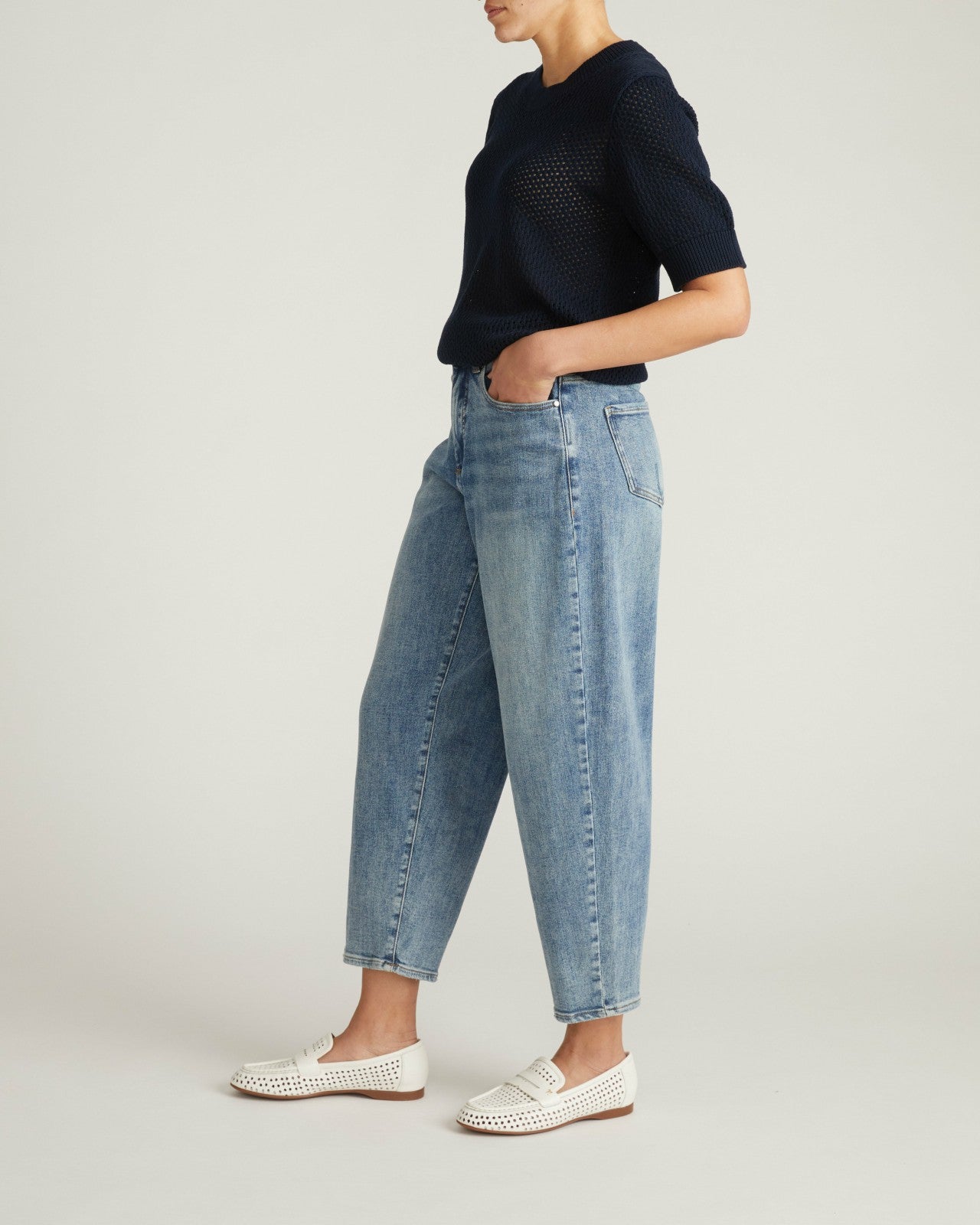 Universal Standard Rosie Pointelle Sweater Top - Navy