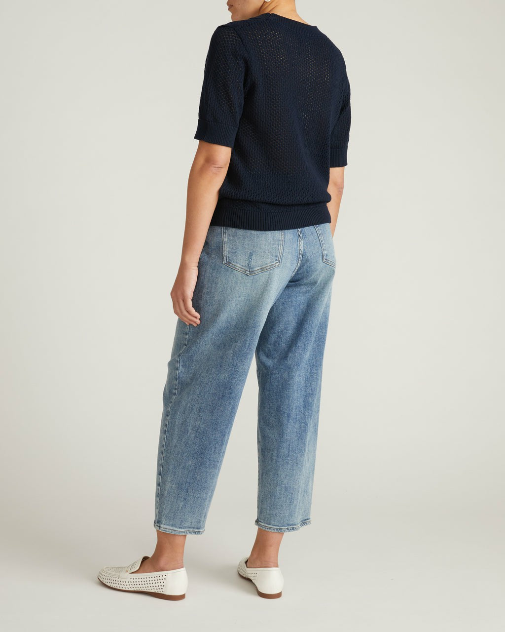 Universal Standard Rosie Pointelle Sweater Top - Navy