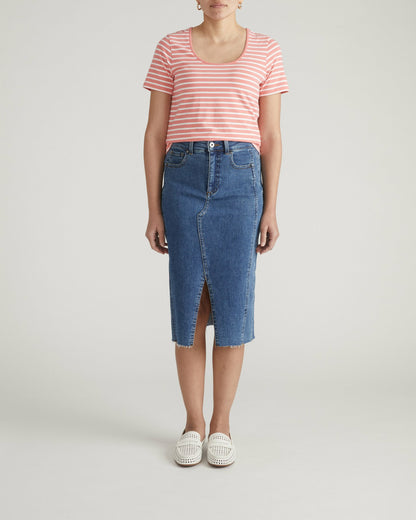 Universal Standard Scoop Neck Tee - Portrait Pink/White Stripe