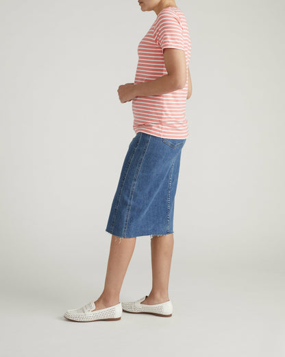Universal Standard Scoop Neck Tee - Portrait Pink/White Stripe