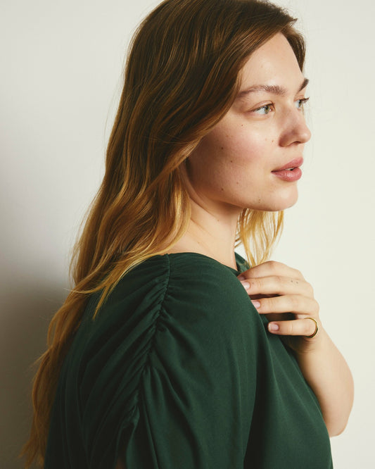 Universal Standard Helena Divine Jersey Gathered Tee - Conifer