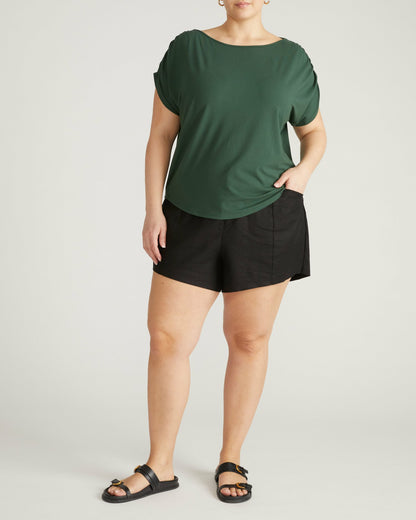 Universal Standard Helena Divine Jersey Gathered Tee - Conifer