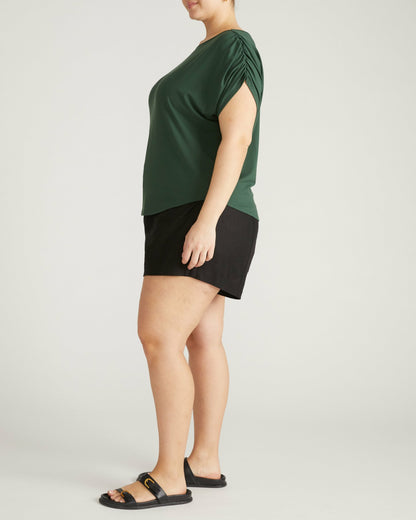 Universal Standard Helena Divine Jersey Gathered Tee - Conifer