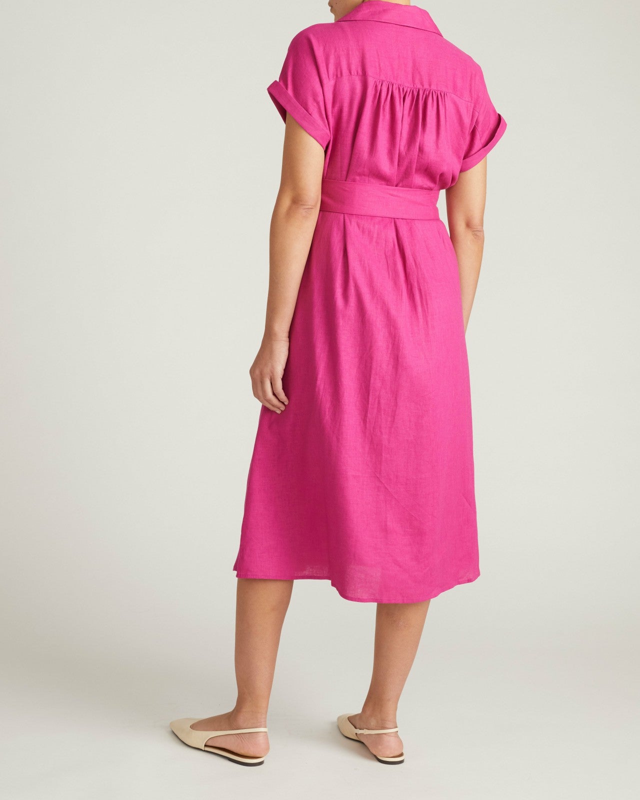 Universal Standard Sandy Stretch Linen Blend Shirtdress - Hyper Pink