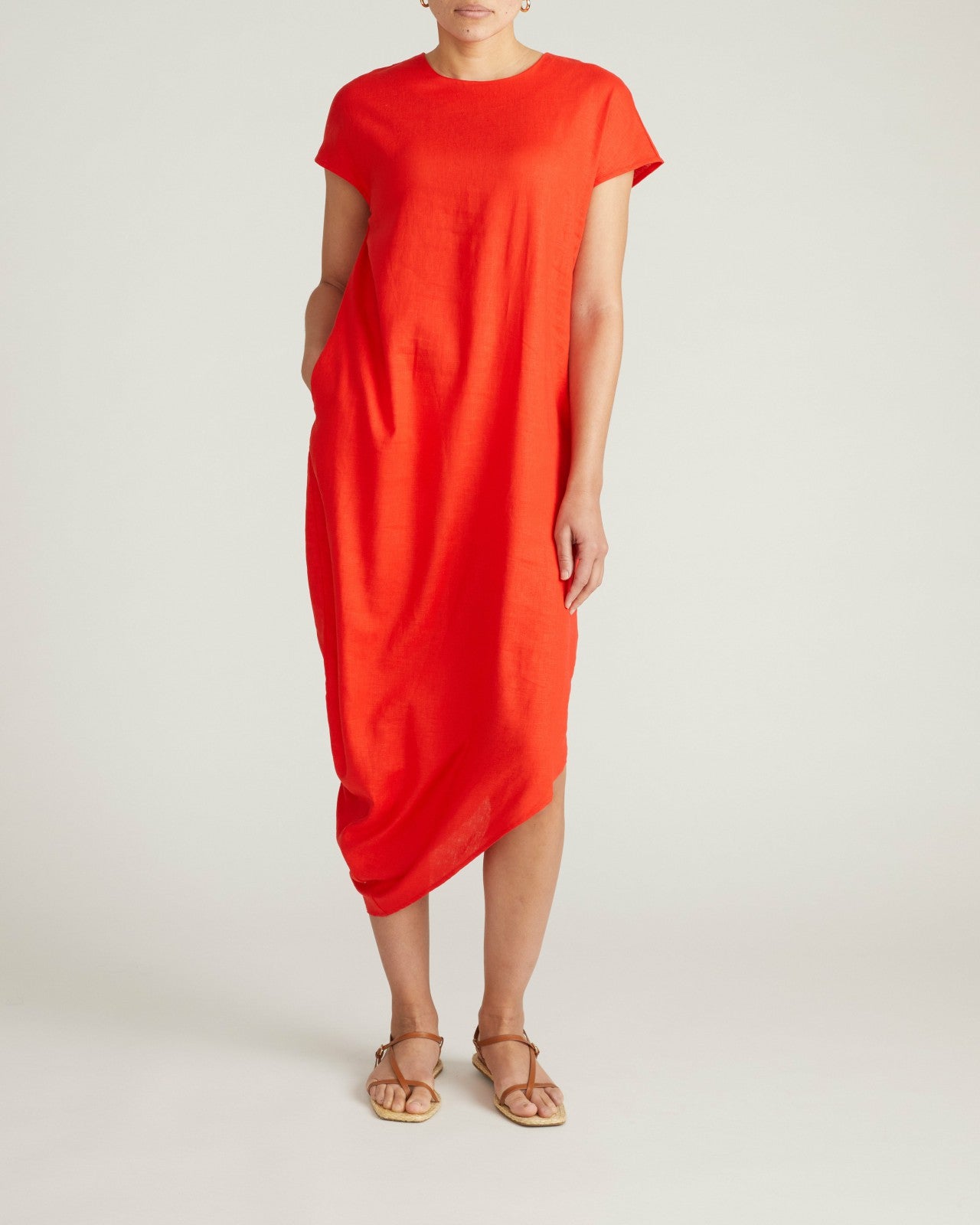 Universal Standard Iconic Stretch Linen Blend Geneva Dress - Shoreline Sunset