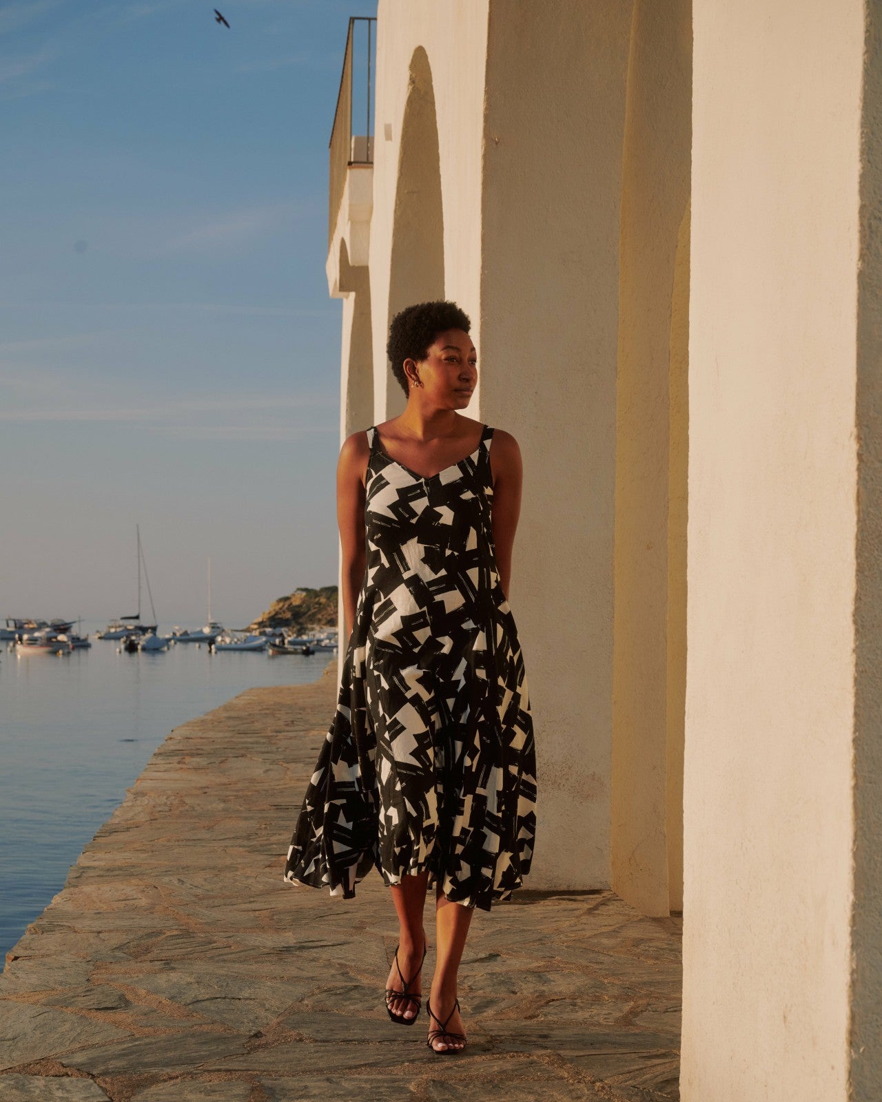 Universal Standard Sunshower Flowy Linen Blend Dress - Santiago Print