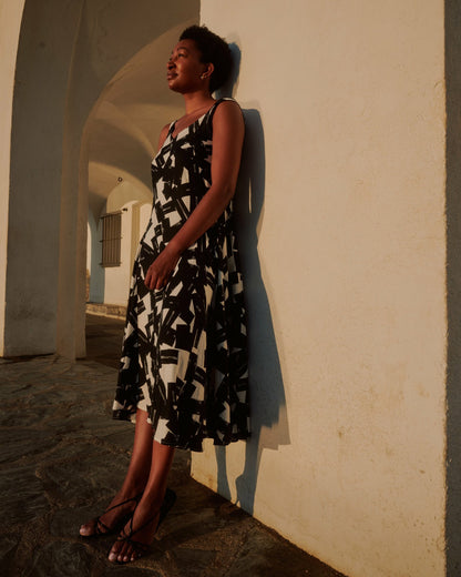 Universal Standard Sunshower Flowy Linen Blend Dress - Santiago Print