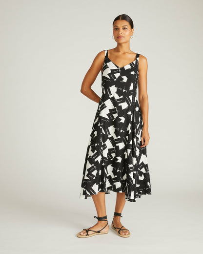 Universal Standard Sunshower Flowy Linen Blend Dress - Santiago Print