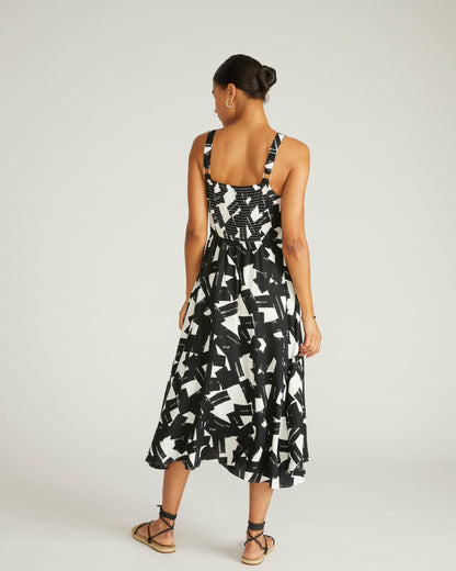 Universal Standard Sunshower Flowy Linen Blend Dress - Santiago Print