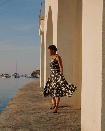Universal Standard Sunshower Flowy Linen Blend Dress - Santiago Print