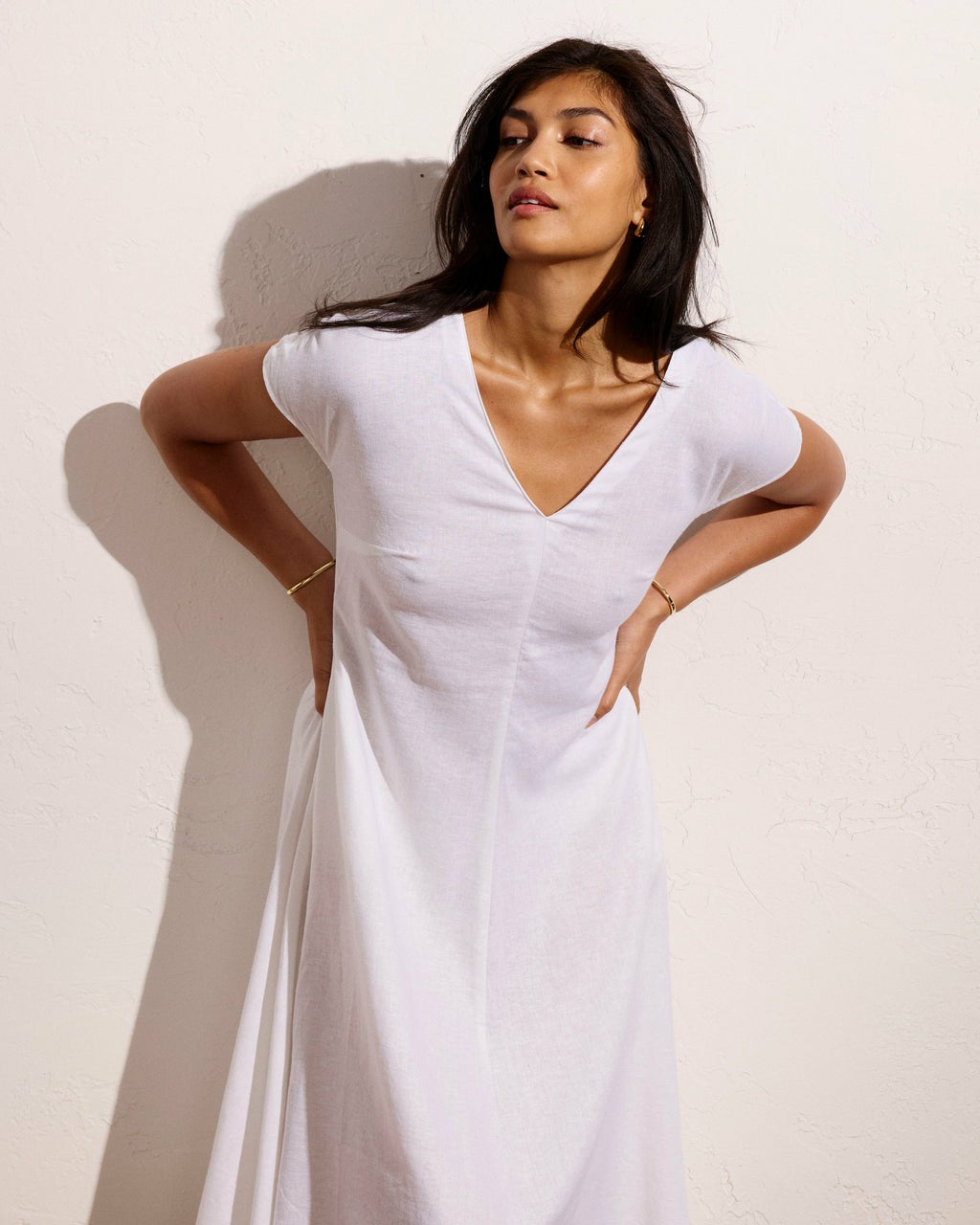 Universal Standard Louvre Bow Back Linen Blend Dress - Bright White