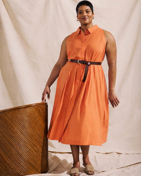 Universal Standard Adelaide Linen Blend Shirtdress - Italian Orange