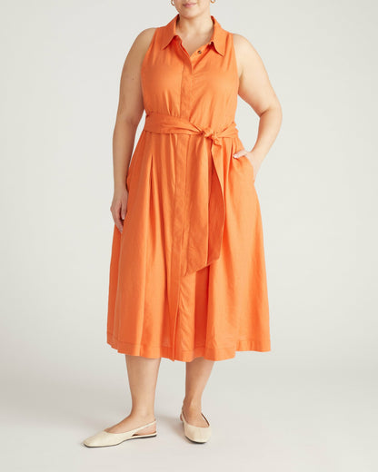 Universal Standard Adelaide Linen Blend Shirtdress - Italian Orange