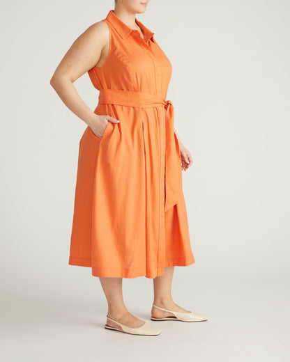 Universal Standard Adelaide Linen Blend Shirtdress - Italian Orange