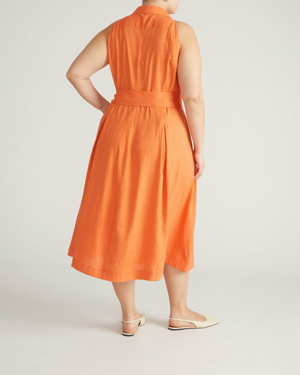 Universal Standard Adelaide Linen Blend Shirtdress - Italian Orange