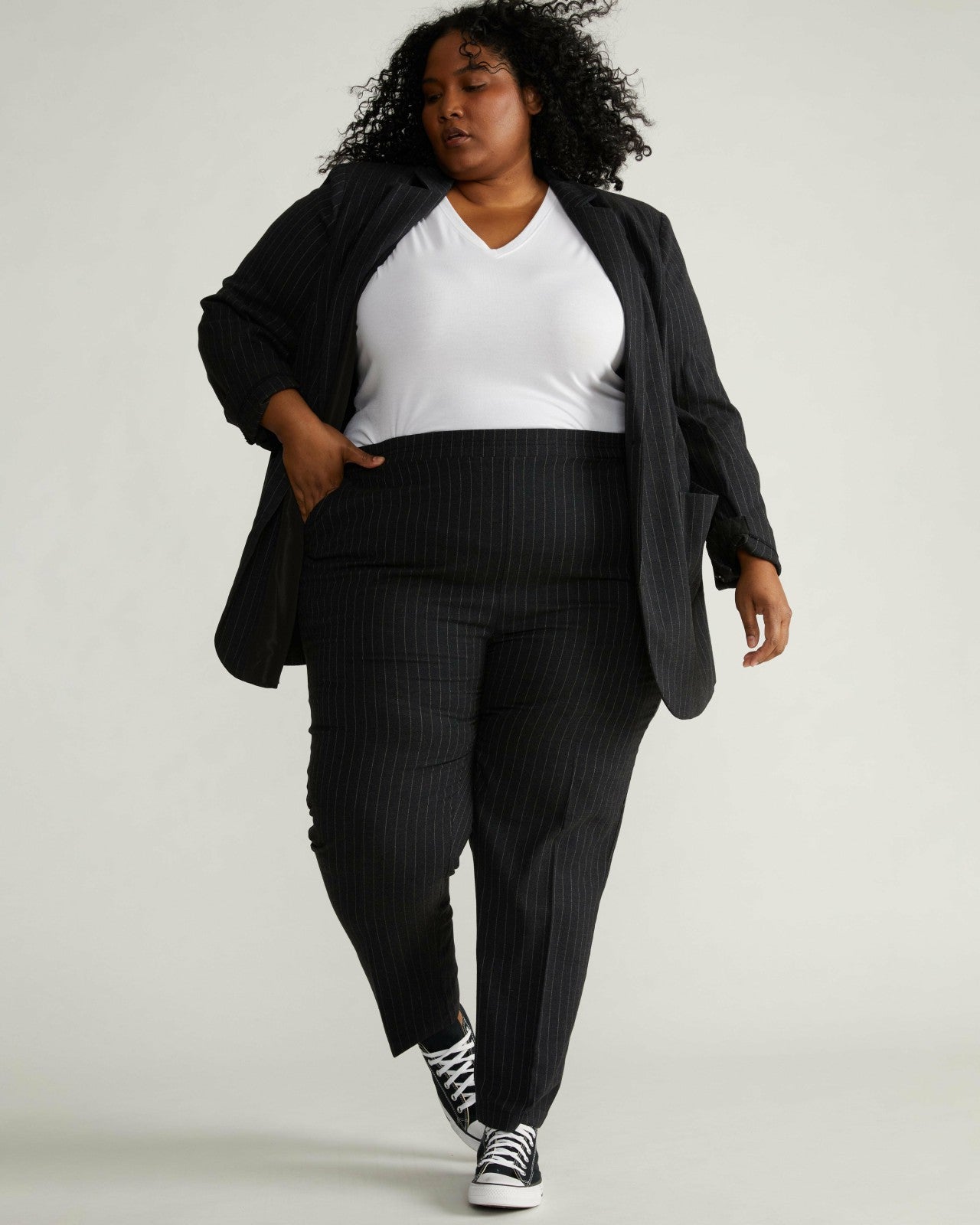 Universal Standard The Pinstripe Pant - Graphite