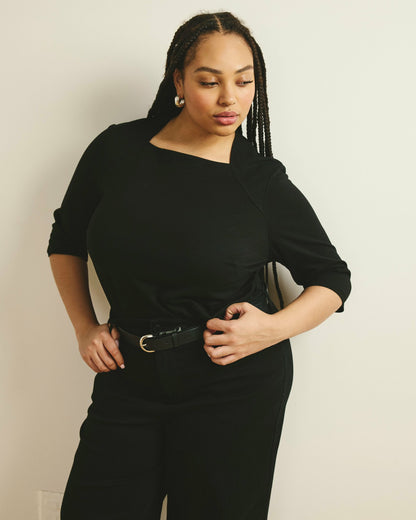 Universal Standard Envelope Neck Viscose Jersey Top - Black