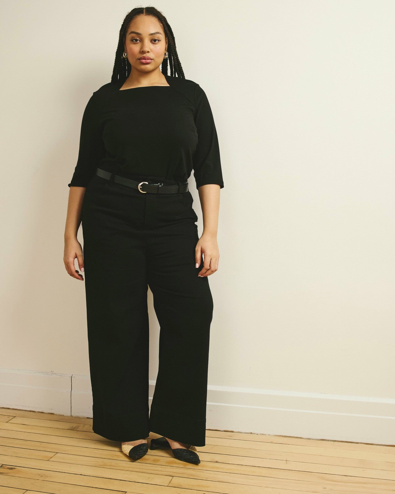 Universal Standard Envelope Neck Viscose Jersey Top - Black