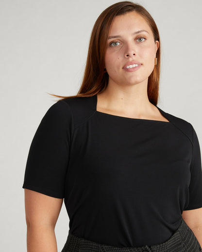 Universal Standard Envelope Neck Viscose Jersey Top - Black