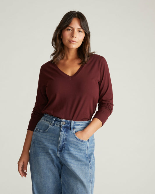 Universal Standard Long Sleeve V Rex - Black Cherry