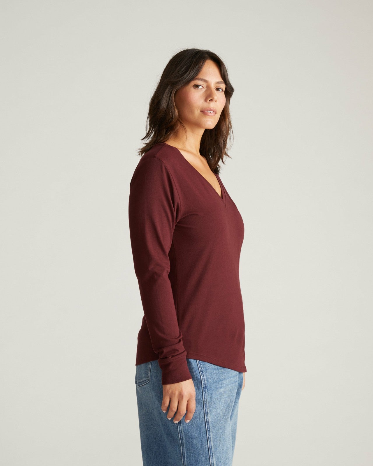 Universal Standard Long Sleeve V Rex - Black Cherry