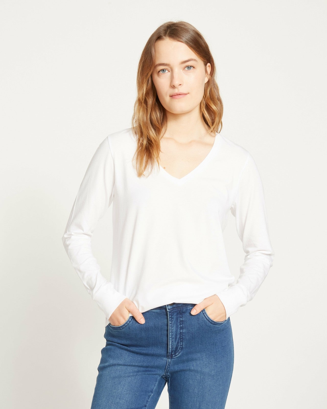 Universal Standard Long Sleeve V Rex - White