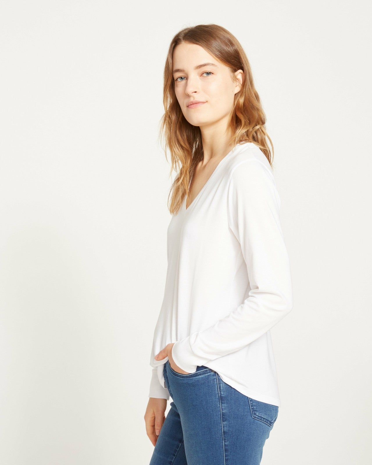 Universal Standard Long Sleeve V Rex - White