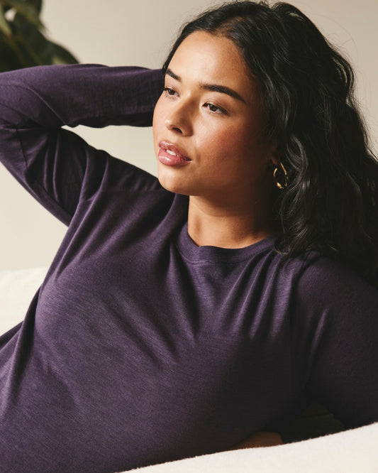 Universal Standard Light-As-Air Long Sleeve Crew Neck Tee - Purple Jewel