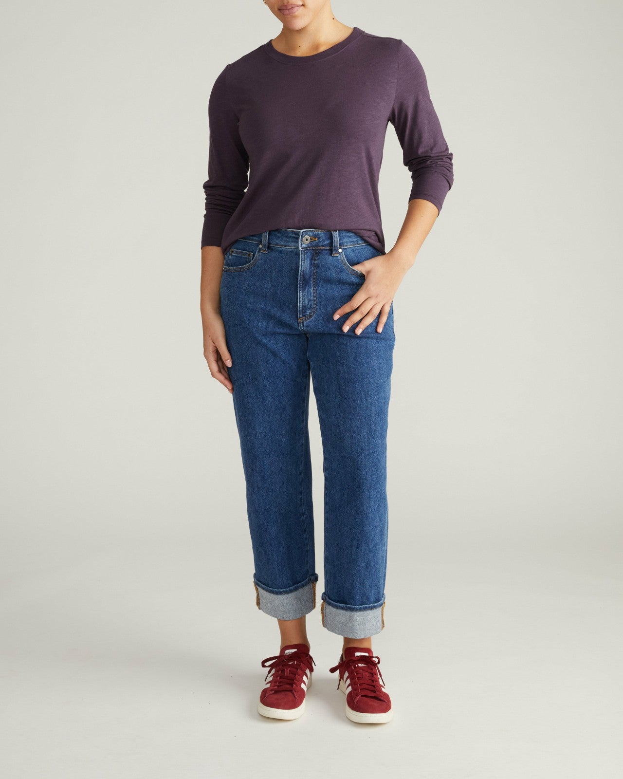 Universal Standard Light-As-Air Long Sleeve Crew Neck Tee - Purple Jewel