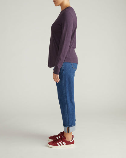 Universal Standard Light-As-Air Long Sleeve Crew Neck Tee - Purple Jewel