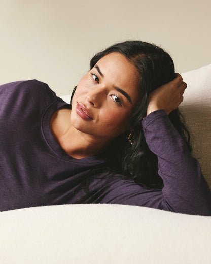 Universal Standard Light-As-Air Long Sleeve Crew Neck Tee - Purple Jewel