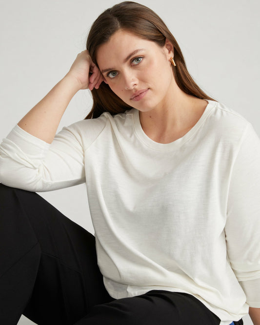 Universal Standard Light-As-Air Long Sleeve Crew Neck Tee - Vapor