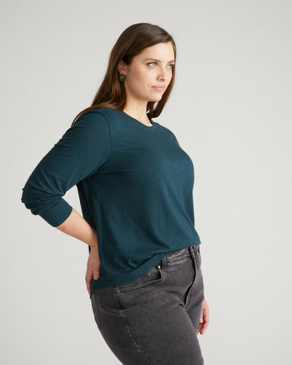 Universal Standard Light-As-Air Long Sleeve Crew Neck Tee - Deep Sea
