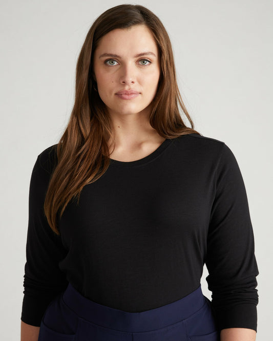 Universal Standard Light-As-Air Long Sleeve Crew Neck Tee - Black