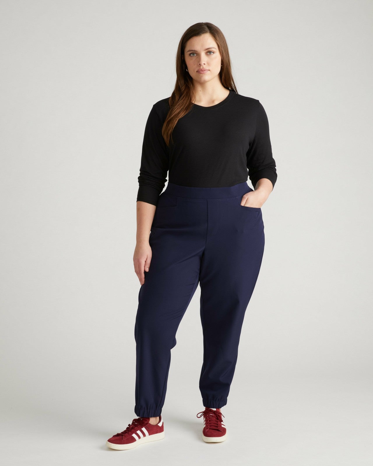 Universal Standard Light-As-Air Long Sleeve Crew Neck Tee - Black