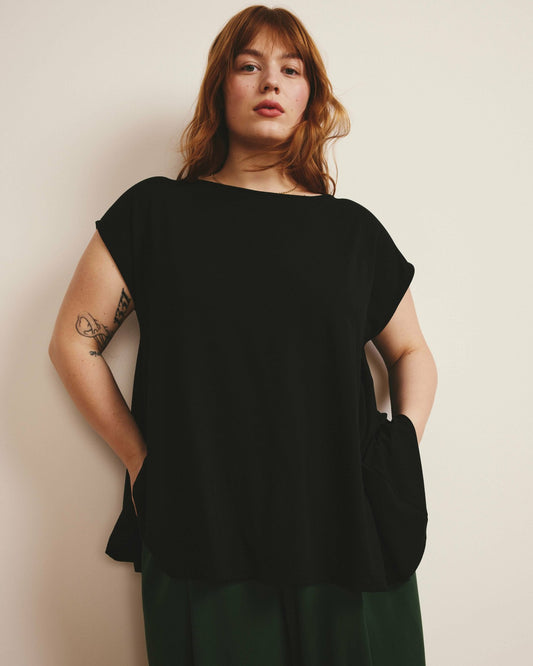 Universal Standard Heatwave Divine Jersey Flared Top - Black