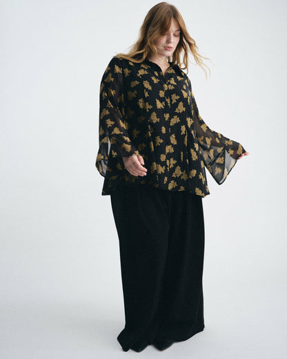 Universal Standard Evie Chiffon Blouse - Gold Heirloom Print