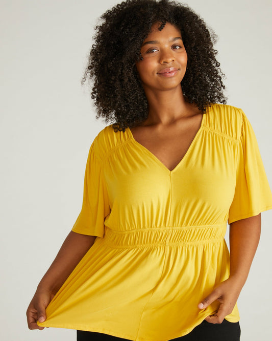 Universal Standard Flora Liquid Jersey Top - Golden Hour