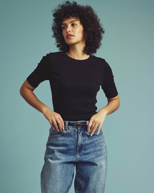 Universal Standard Classic Ribbed Tee - Black